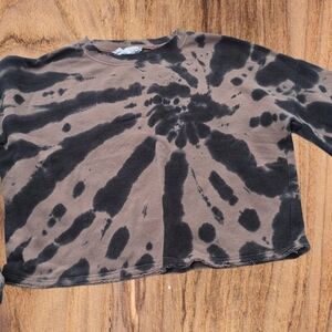 Boutique Ink Rose cropped sweatshirt black tan size small